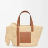 Elephant basket in raffia and calfskin Natural/Tan