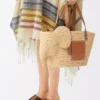 Elephant basket in raffia and calfskin Natural/Tan
