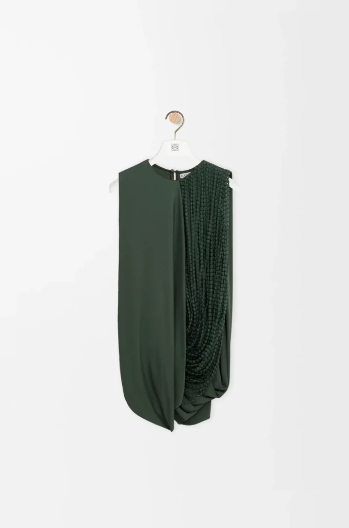 Embellished top in viscose Khaki Green Embellished top in viscose Khaki Green