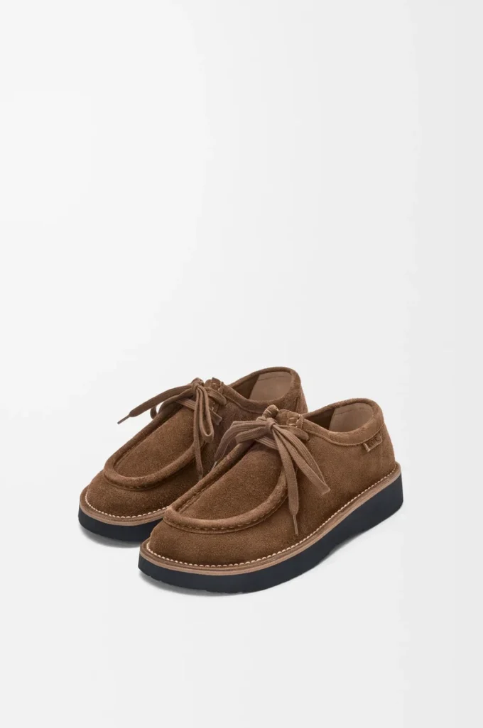 Faro lace-up in suede calfskin Brown