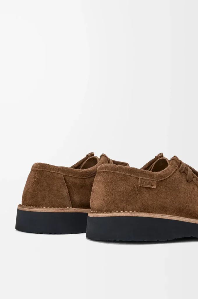 Faro lace-up in suede calfskin Brown