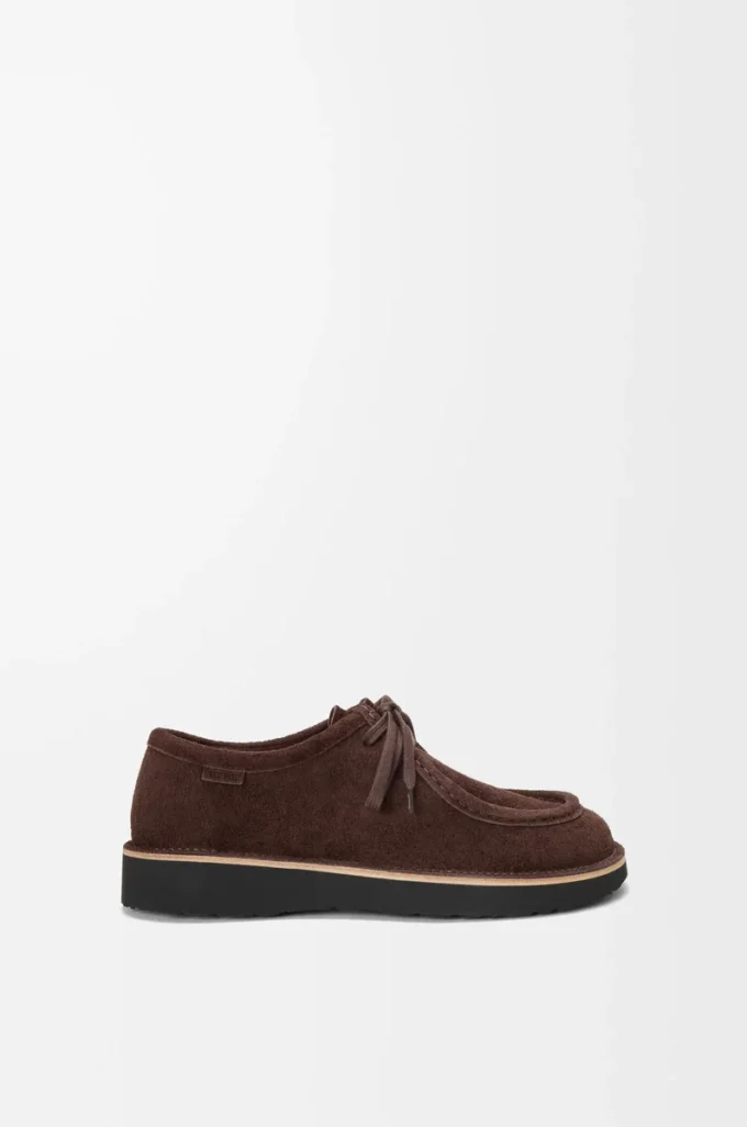 Faro lace-up in suede calfskin Dark Brown