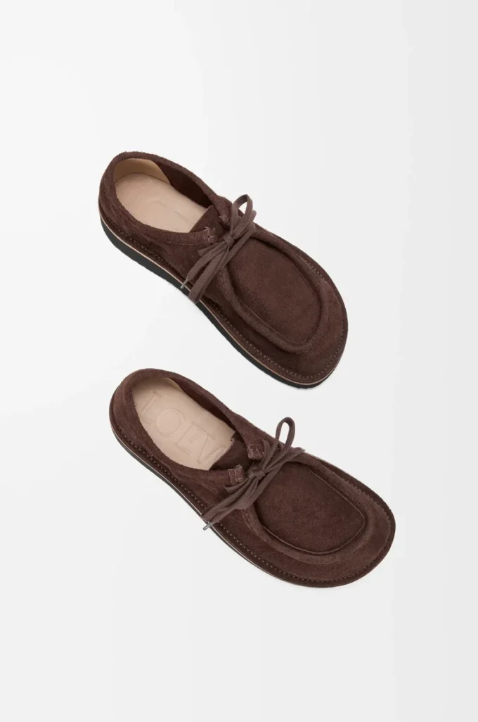 Faro lace-up in suede calfskin Dark Brown