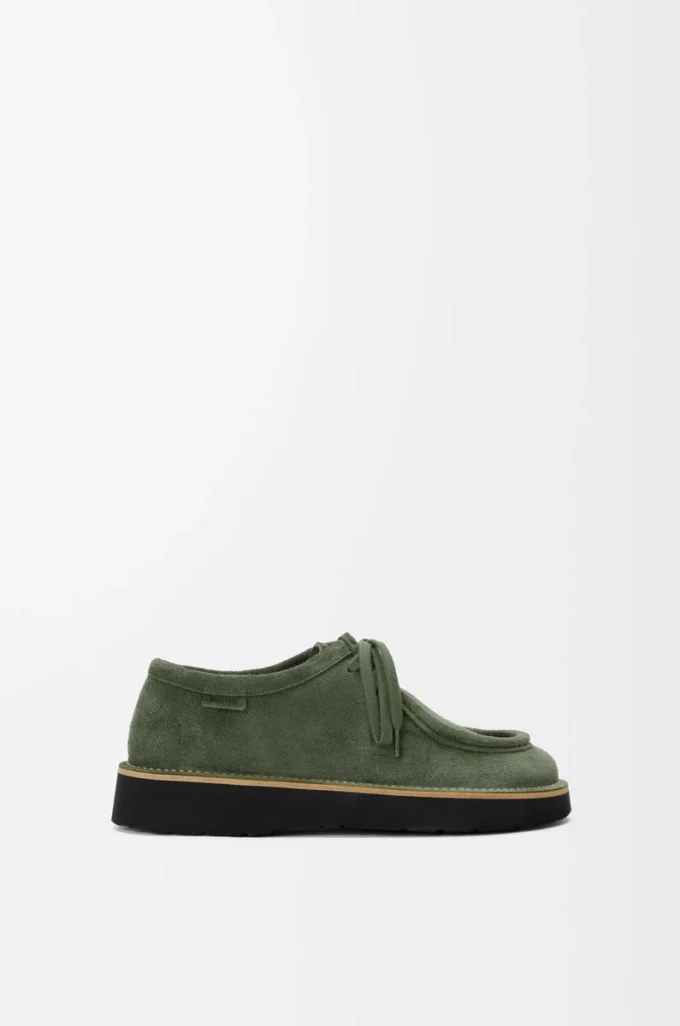 Faro lace-up in suede calfskin Sage