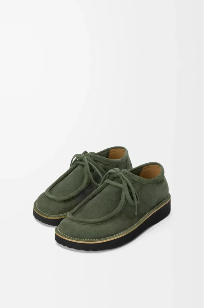 Faro lace-up in suede calfskin Sage