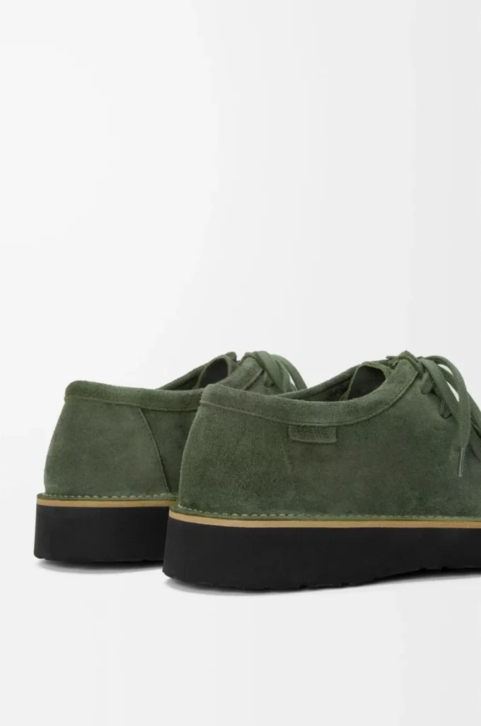 Faro lace-up in suede calfskin Sage
