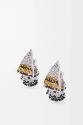 Feather earrings in sterling silver and crystals Silver/Orange