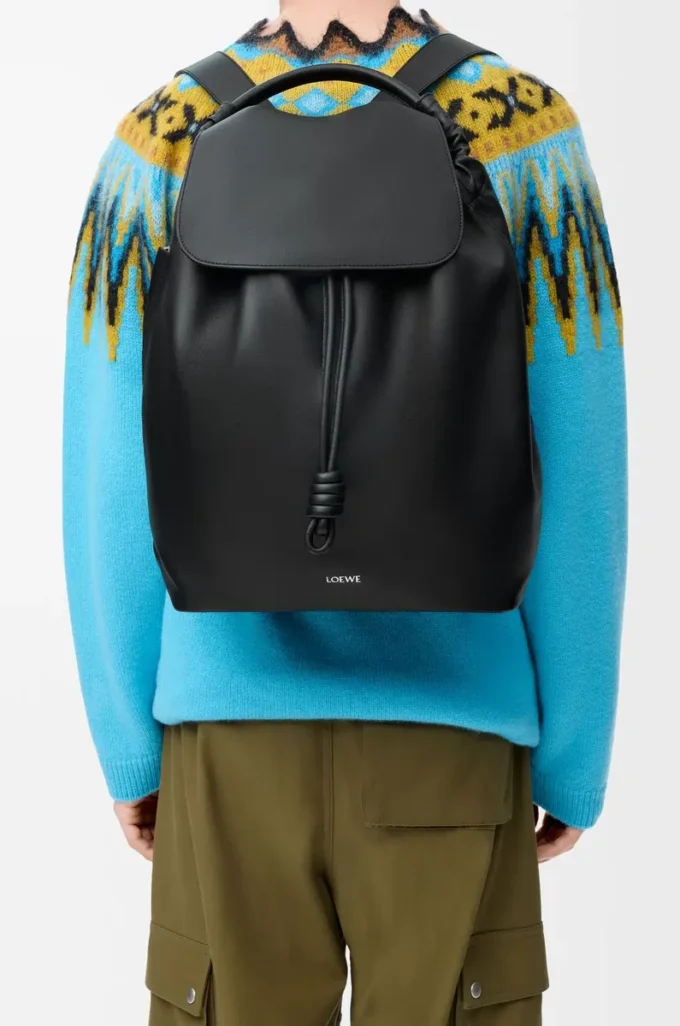 Flamenco backpack in shiny supple calfskin Black