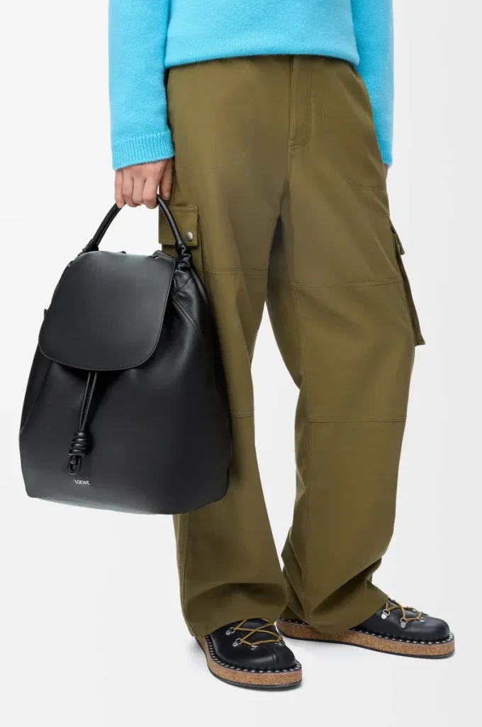 Flamenco backpack in shiny supple calfskin Black