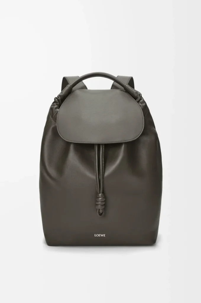 Flamenco backpack in shiny supple calfskin Dark Grey