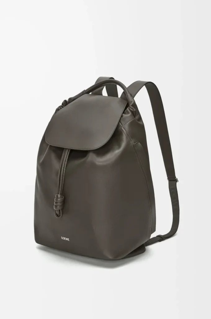 Flamenco backpack in shiny supple calfskin Dark Grey