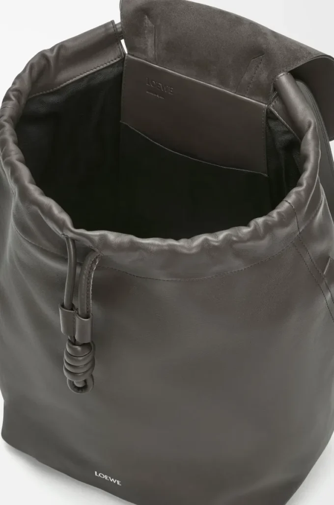 Flamenco backpack in shiny supple calfskin Dark Grey