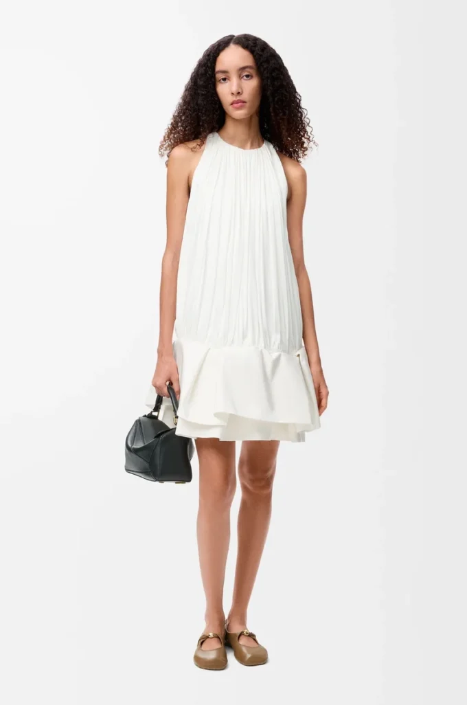 Flamenco dress in viscose White Flamenco dress in viscose White