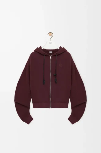 Flamenco hoodie in cotton and cashmere Dark Burgundy Flamenco hoodie in cotton and cashmere Dark Burgundy