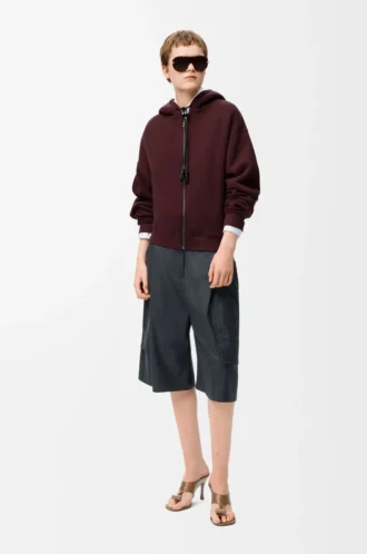 Flamenco hoodie in cotton and cashmere Dark Burgundy Flamenco hoodie in cotton and cashmere Dark Burgundy