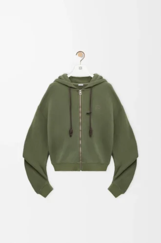 Flamenco hoodie in cotton and cashmere Khaki Green Flamenco hoodie in cotton and cashmere Khaki Green