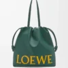 Flamenco logo tote in nappa calfskin Evergreen
