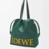 Flamenco logo tote in nappa calfskin Evergreen