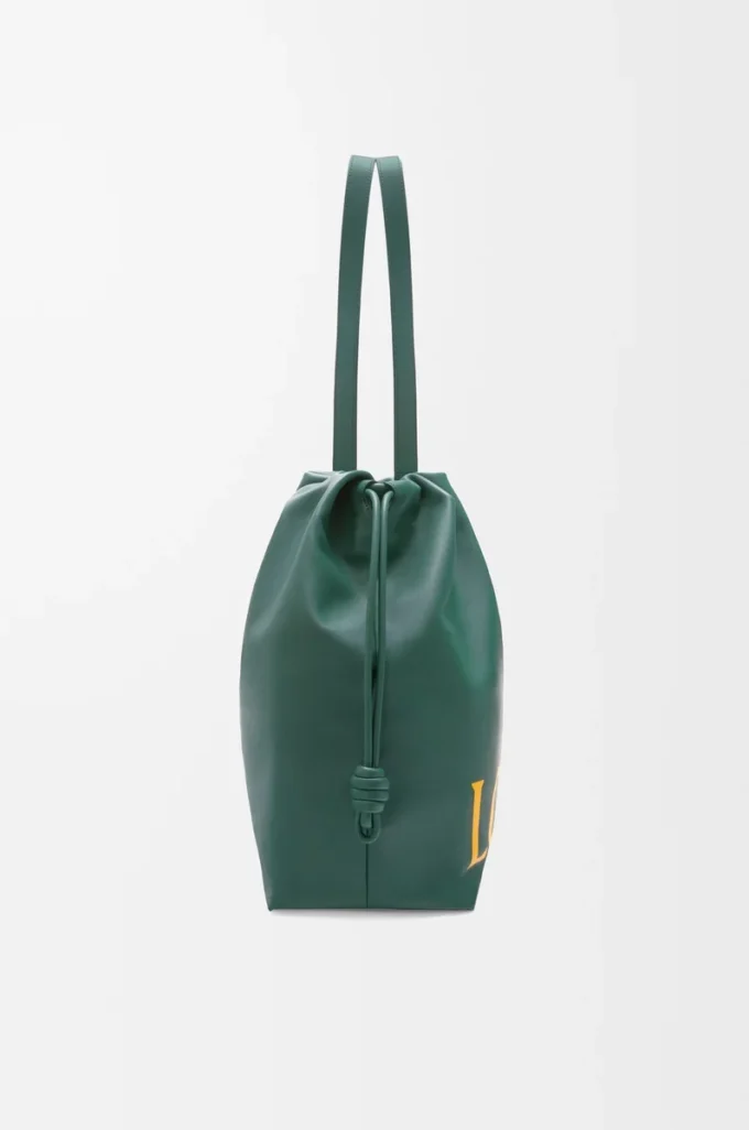 Flamenco logo tote in nappa calfskin Evergreen