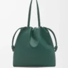 Flamenco logo tote in nappa calfskin Evergreen