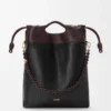 Flamenco purse tote in mellow nappa lambskin Black/Dark Chestnut