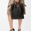 Flamenco purse tote in mellow nappa lambskin Black/Dark Chestnut