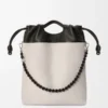 Flamenco purse tote in mellow nappa lambskin Light Ghost/Black