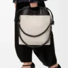 Flamenco purse tote in mellow nappa lambskin Light Ghost/Black