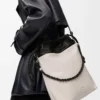 Flamenco purse tote in mellow nappa lambskin Light Ghost/Black