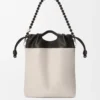 Flamenco purse tote in mellow nappa lambskin Light Ghost/Black