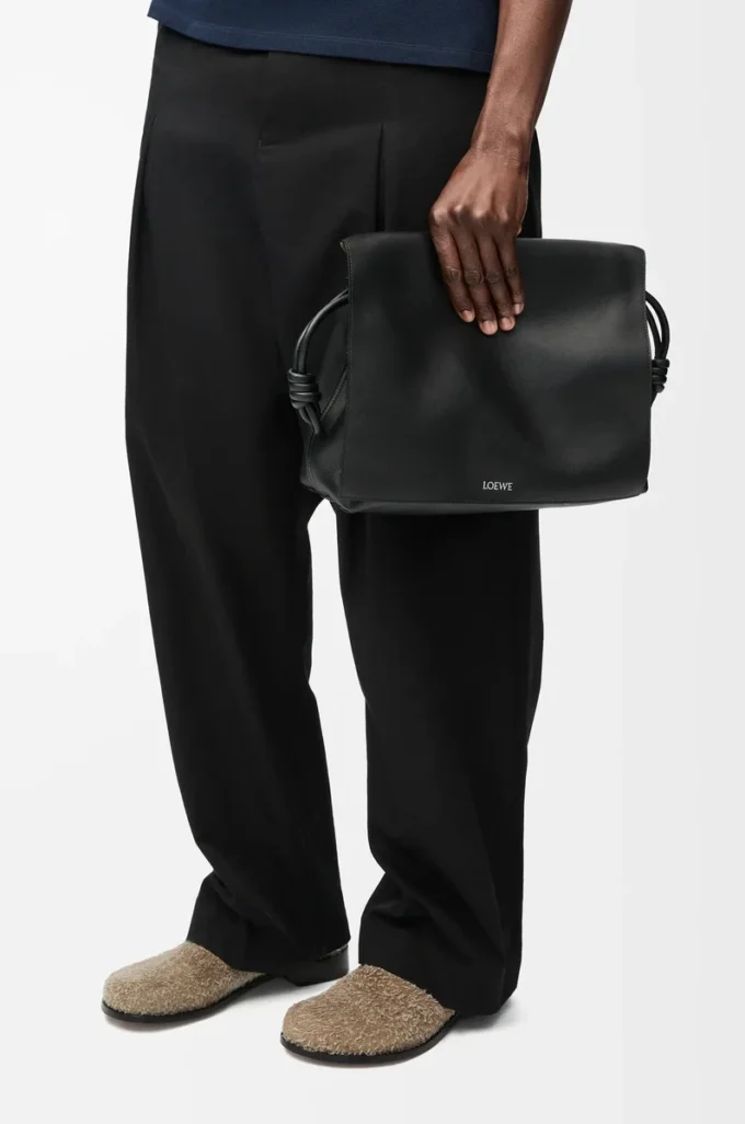 Flamenco satchel in shiny supple calfskin Black