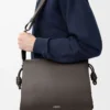 Flamenco satchel in shiny supple calfskin Dark Grey