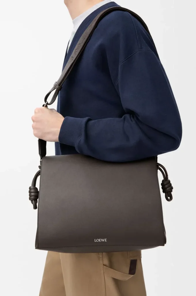 Flamenco satchel in shiny supple calfskin Dark Grey