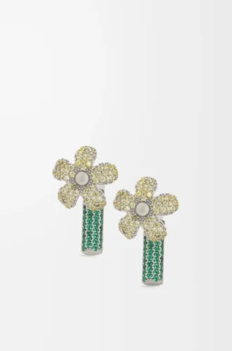 Flor earrings in sterling silver and crystals Silver/Yellow