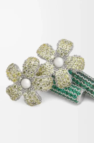 Flor earrings in sterling silver and crystals Silver/Yellow