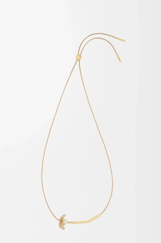 Flor necklace in sterling silver and crystals White/Gold