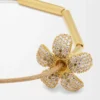 Flor necklace in sterling silver and crystals White/Gold