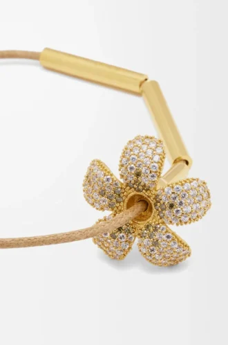 Flor necklace in sterling silver and crystals White/Gold