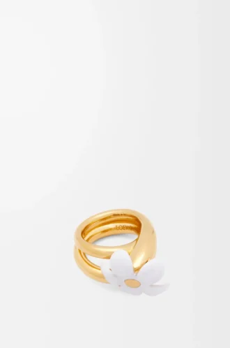 Flor ring in sterling silver and enamel Gold/White