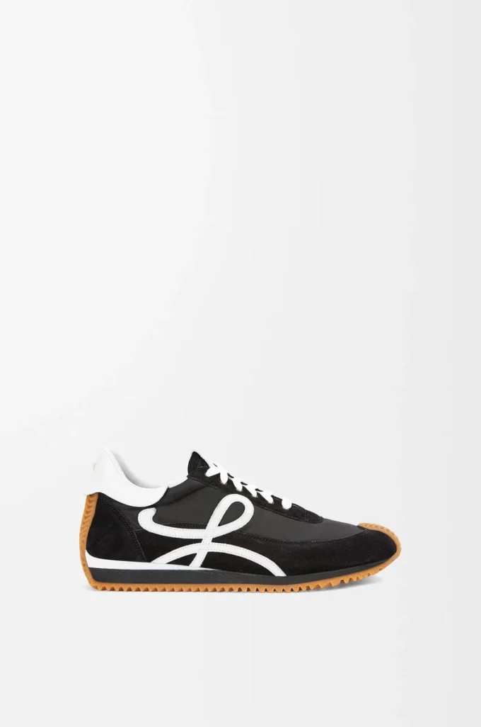 Flow Runner in nylon and suede Black/White Flow Runner in nylon and suede Black/White