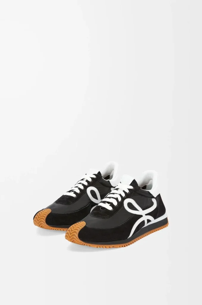 Flow Runner in nylon and suede Black/White Flow Runner in nylon and suede Black/White