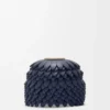 Flower charm in calfskin Navy Blue