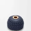 Flower charm in calfskin Navy Blue