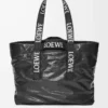 Fold shopper in paper calfskin Black