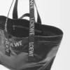 Fold shopper in paper calfskin Black