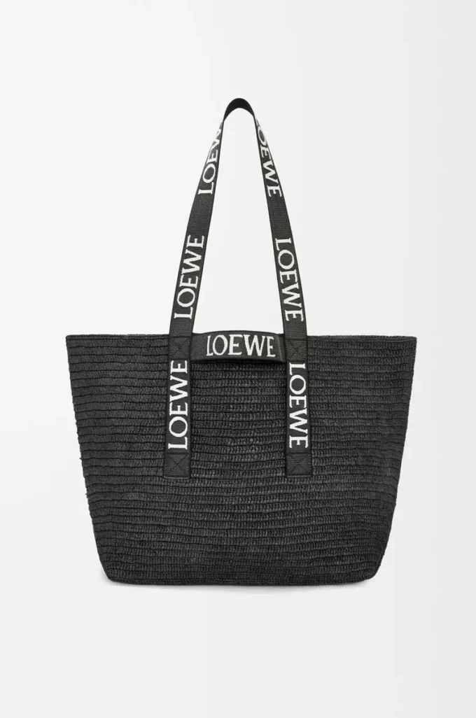 Fold Shopper in raffia Black