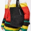 Fold Shopper in raffia Black