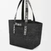 Fold Shopper in raffia Black