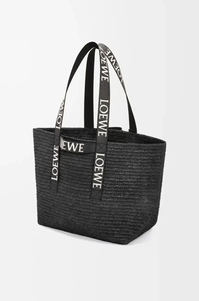 Fold Shopper in raffia Black
