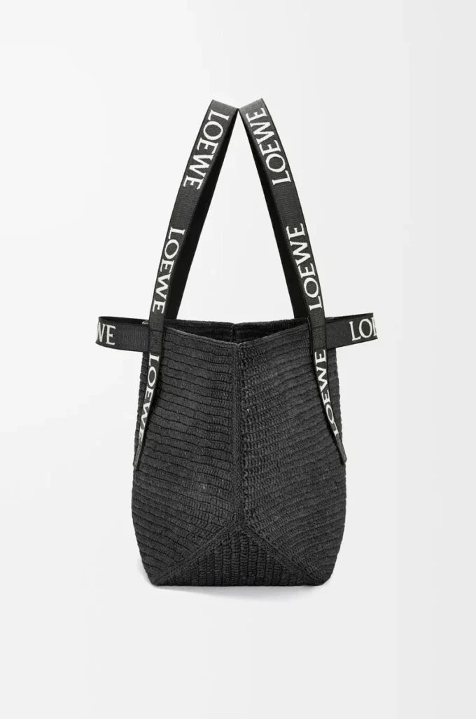 Fold Shopper in raffia Black